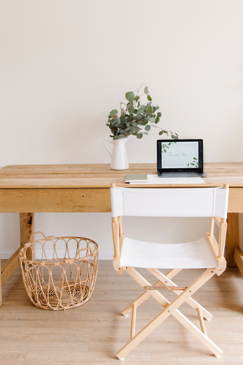 Modern Simple Desk Area with Wooden Elements 